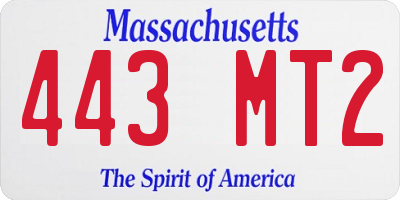 MA license plate 443MT2