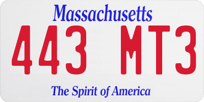 MA license plate 443MT3