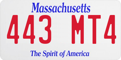 MA license plate 443MT4