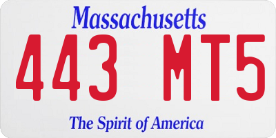MA license plate 443MT5