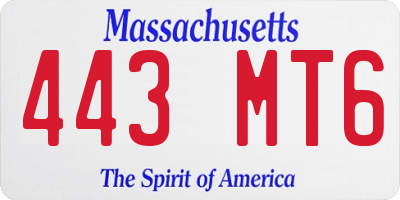 MA license plate 443MT6