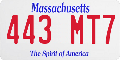 MA license plate 443MT7