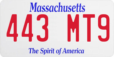 MA license plate 443MT9