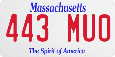 MA license plate 443MU0