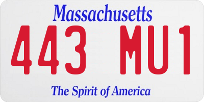 MA license plate 443MU1