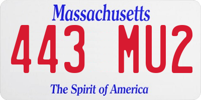 MA license plate 443MU2