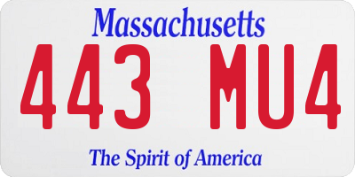 MA license plate 443MU4