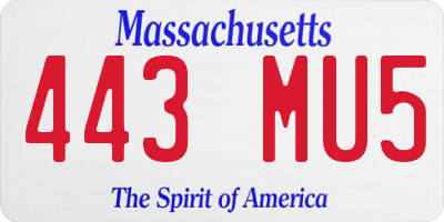 MA license plate 443MU5