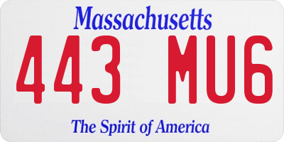 MA license plate 443MU6