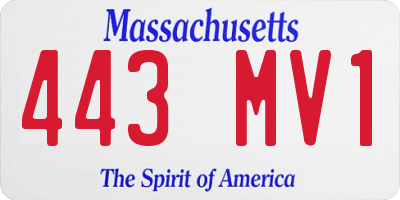 MA license plate 443MV1