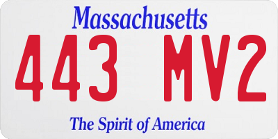 MA license plate 443MV2