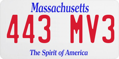 MA license plate 443MV3