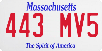 MA license plate 443MV5