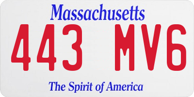 MA license plate 443MV6