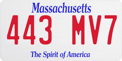 MA license plate 443MV7