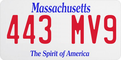 MA license plate 443MV9