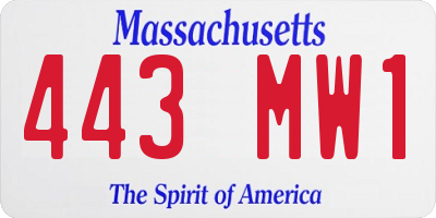 MA license plate 443MW1