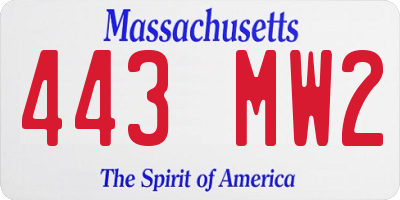 MA license plate 443MW2