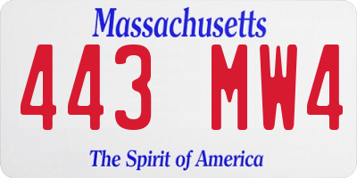MA license plate 443MW4