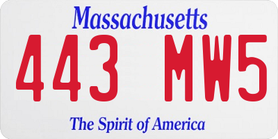 MA license plate 443MW5