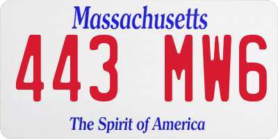 MA license plate 443MW6