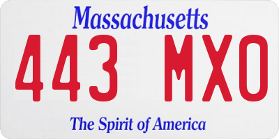MA license plate 443MX0