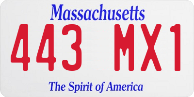 MA license plate 443MX1