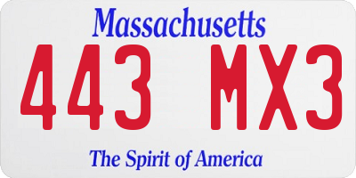 MA license plate 443MX3
