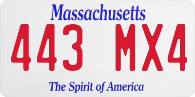 MA license plate 443MX4