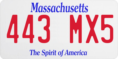 MA license plate 443MX5