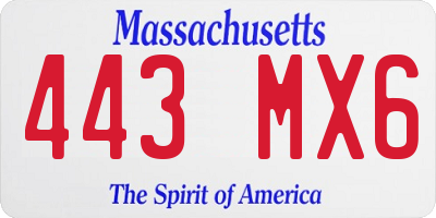 MA license plate 443MX6