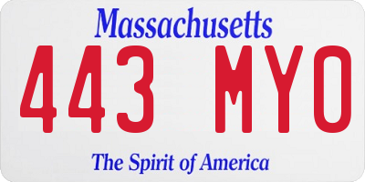 MA license plate 443MY0