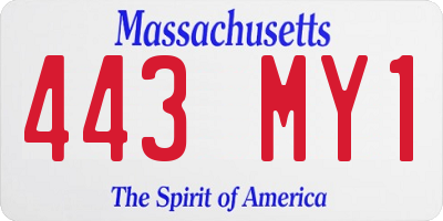 MA license plate 443MY1