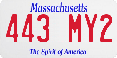 MA license plate 443MY2