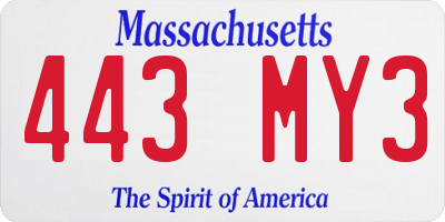 MA license plate 443MY3