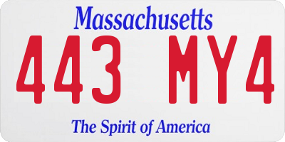 MA license plate 443MY4