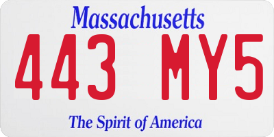 MA license plate 443MY5