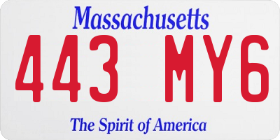 MA license plate 443MY6