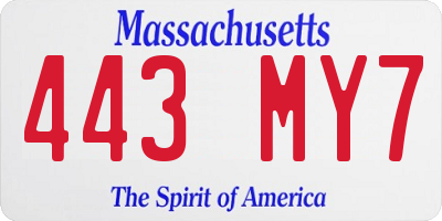 MA license plate 443MY7