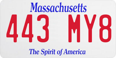MA license plate 443MY8