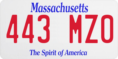 MA license plate 443MZ0