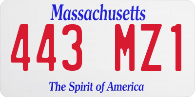 MA license plate 443MZ1