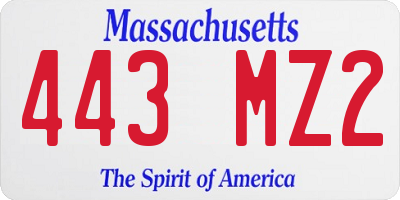 MA license plate 443MZ2