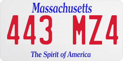 MA license plate 443MZ4
