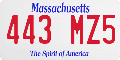 MA license plate 443MZ5