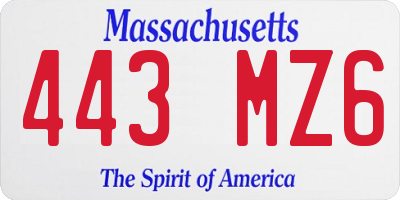 MA license plate 443MZ6