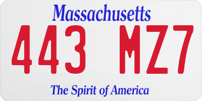 MA license plate 443MZ7