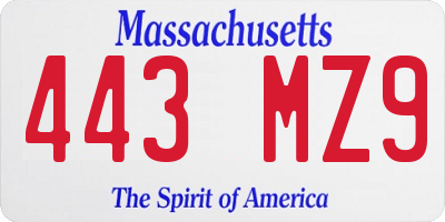 MA license plate 443MZ9