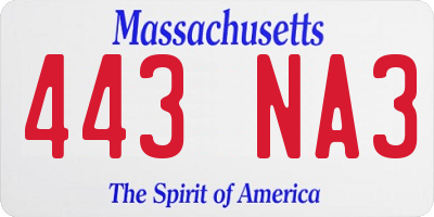 MA license plate 443NA3
