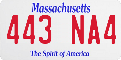 MA license plate 443NA4